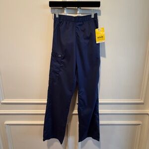 WonderWink Scrub Pants Women’s XS Navy Blue Classic Fit Cargo Style 501 NWT